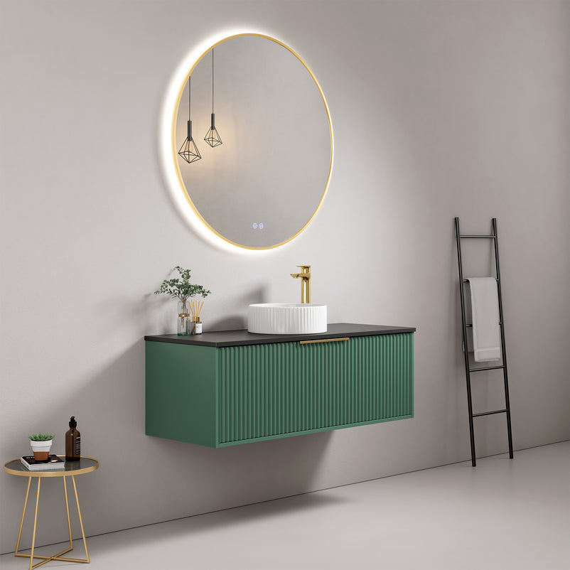 HORIK Set mobilier baie, mască lavoar, top lavoar, lavoar ceramic și oglindă