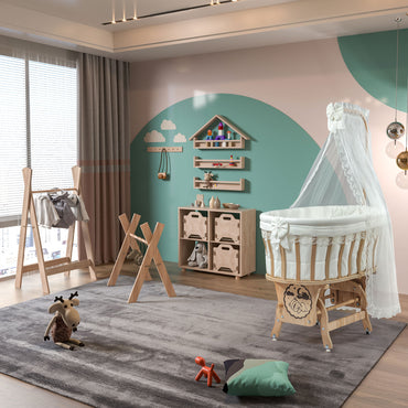 SOFY Pat bebe, 63x100cm, saltea, așternut și baldachin incluse