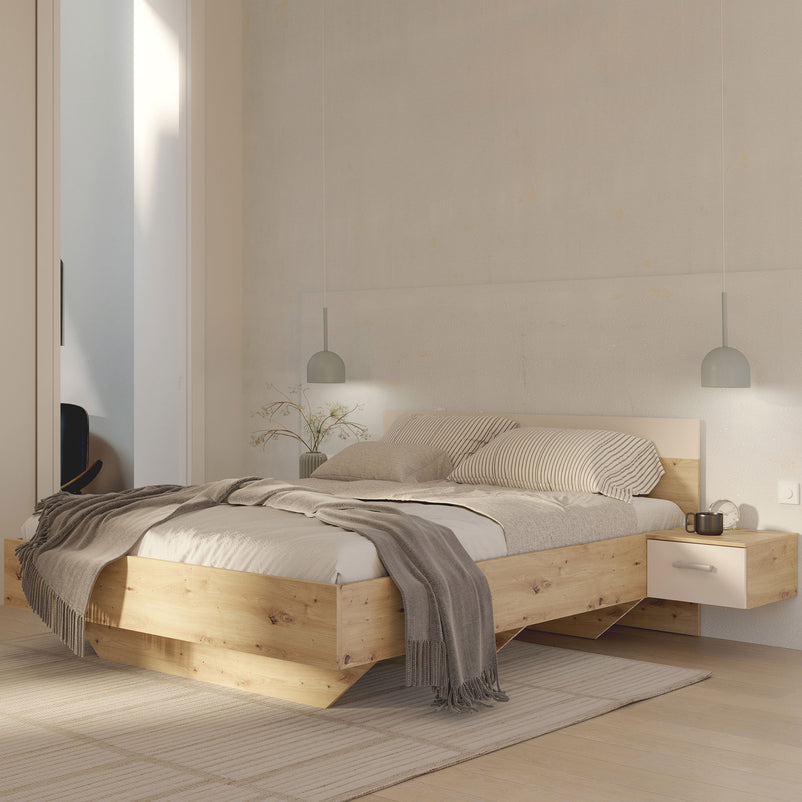 ENES Set mobilier dormitor, dulap, comodă, pat și 2 noptiere