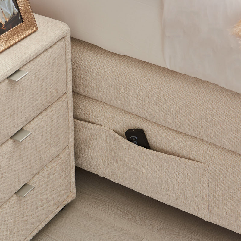 THANI Pat tapițat, 180x200cm, electric, boxspring, spațiu depozitare, saltea, spațiu TV incluse