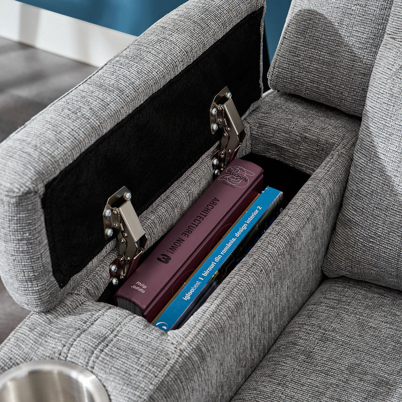 PARKER Canapea 2 locuri cu 2 reclinere electrice, încarcare wireless, consolă depozitare, stofă