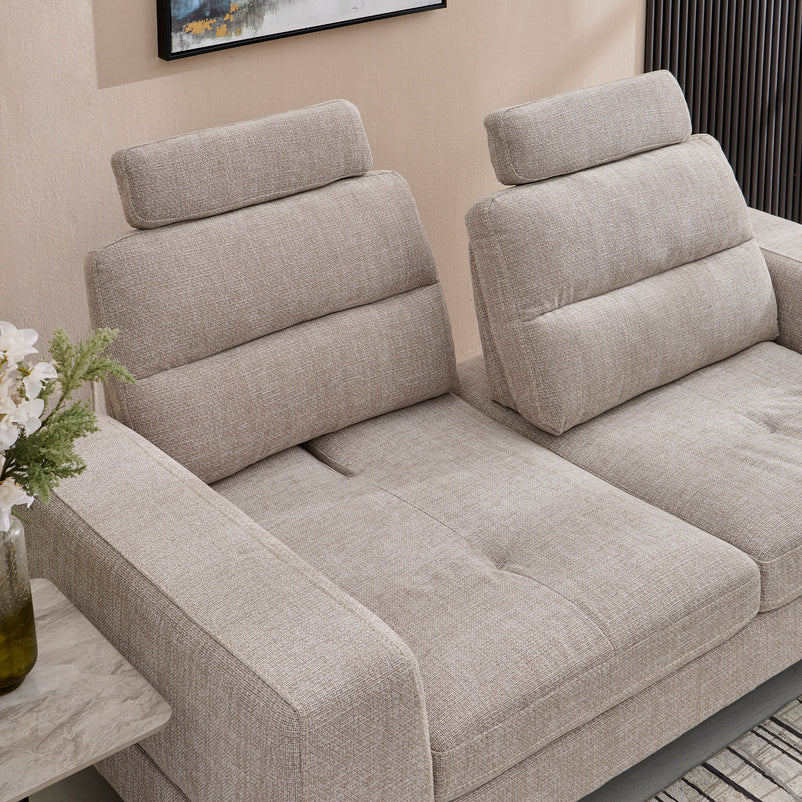MAINE Canapea 3 locuri, mecanism spătar și tetiere, stofă