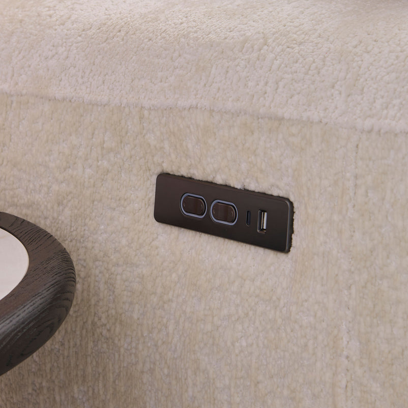 NEW JERSEY Colțar cu șezlong electric stânga/dreapta, 1 recliner electric, tetiere reglabile, USB, consolă depozitare, stofă