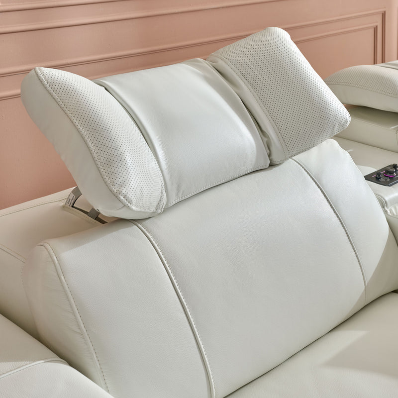 CINECITTA Colțar șezlong stânga/dreapta, 2 reclinere electrice, mecanism tetieră, USB, sistem sunet, piele