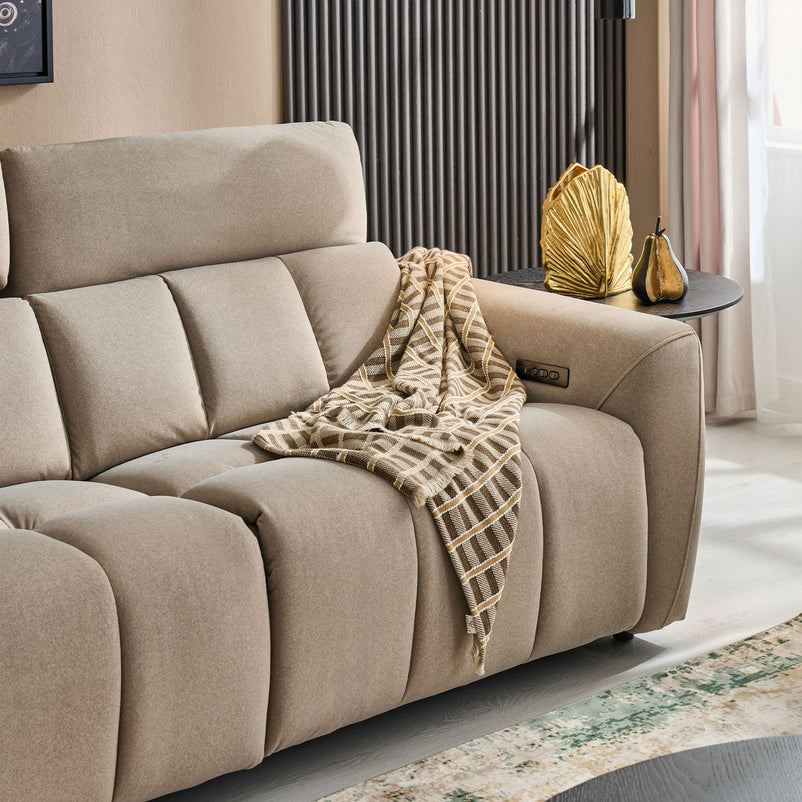 WISNER Canapea 3 locuri, 2 reclinere electrice, mecanism electric tetiere, stofă