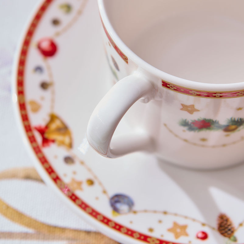 BELLS Set 2 cești și farfurioare, porțelan, 220ml