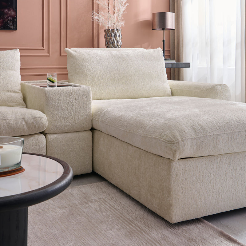 NEW JERSEY Colțar cu șezlong electric stânga/dreapta, 1 recliner electric, tetiere reglabile, USB, consolă depozitare, stofă