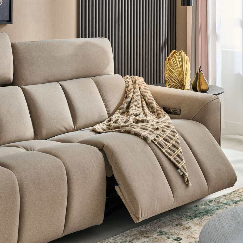 WISNER Canapea 3 locuri, 2 reclinere electrice, mecanism electric tetiere, stofă