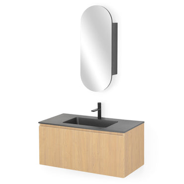 BRUNO Set mobilier baie, mască lavoar, dulap suspendat și lavoar