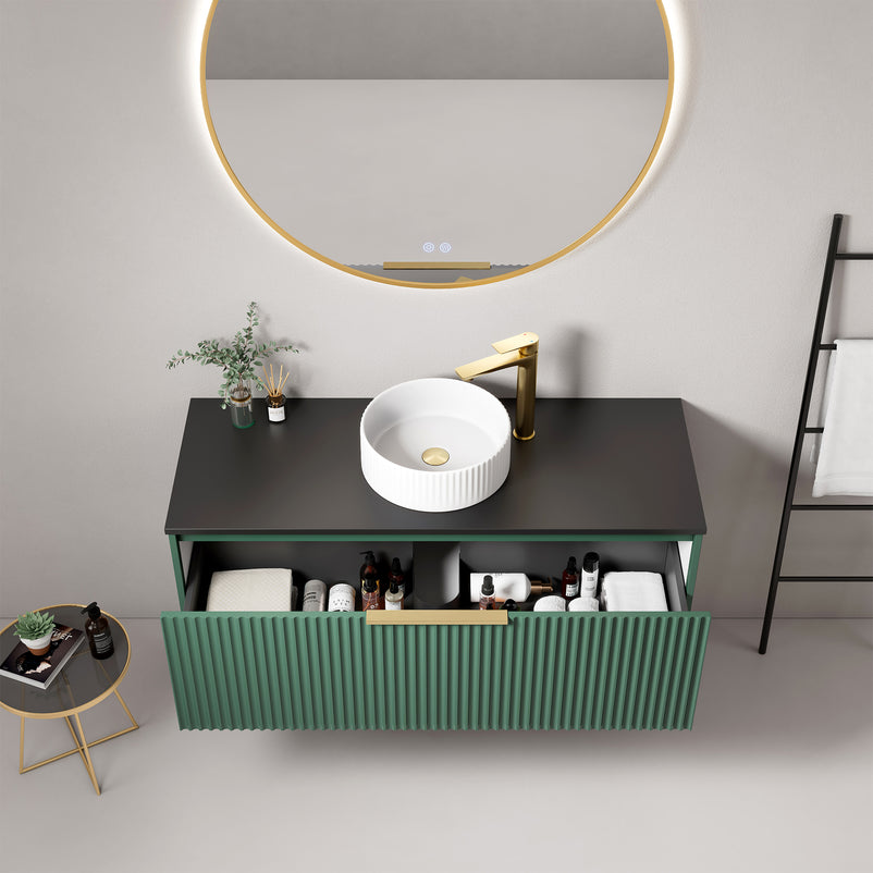 HORIK Set mobilier baie, mască lavoar, top lavoar, lavoar ceramic și oglindă