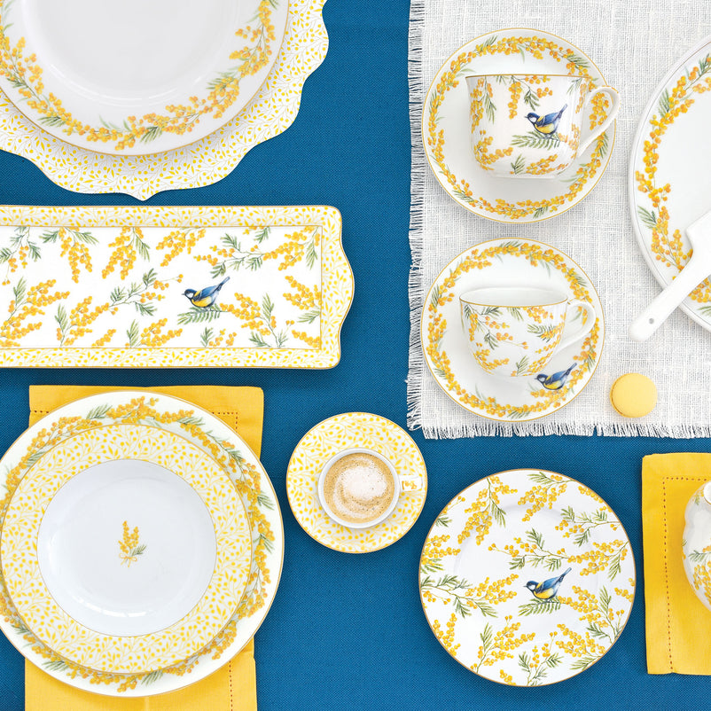 MIMOSA Set 2 cești și farfurioare, porțelan, 110ml