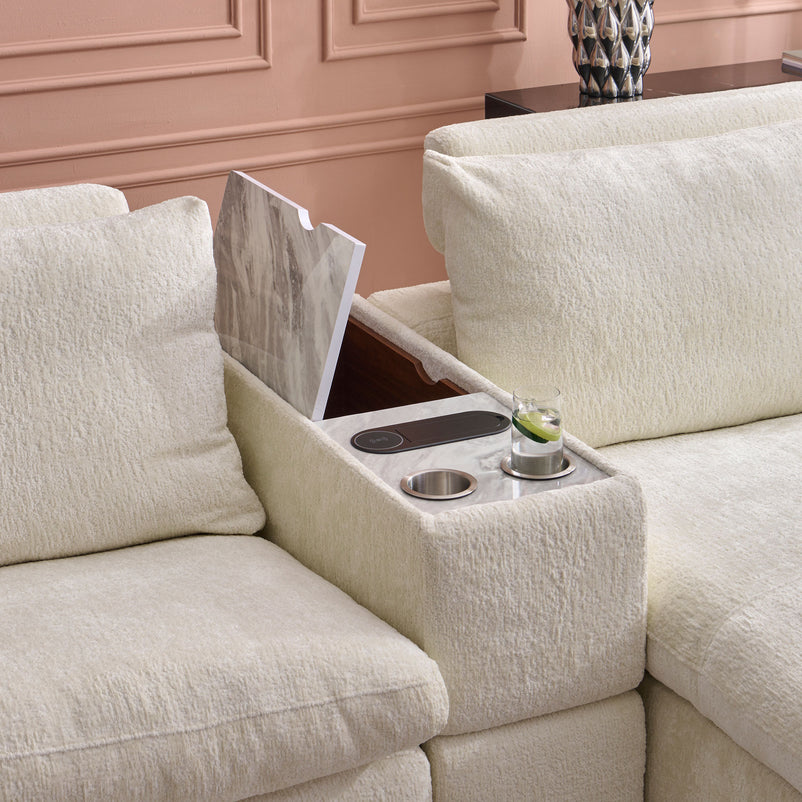NEW JERSEY Colțar cu șezlong electric stânga/dreapta, 1 recliner electric, tetiere reglabile, USB, consolă depozitare, stofă