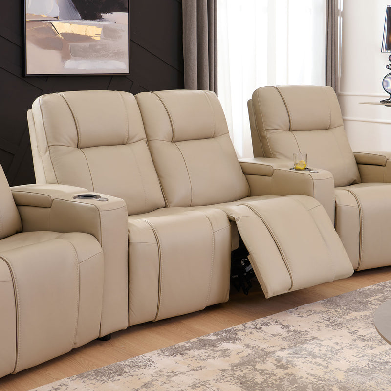 BOURKE Ansamblu home cinema, 4 reclinere electrice, piele