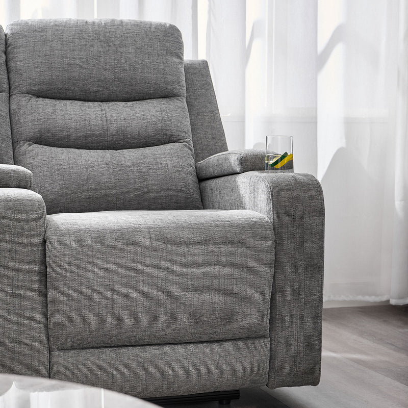 PARKER Canapea 2 locuri cu 2 reclinere electrice, încarcare wireless, consolă depozitare, stofă