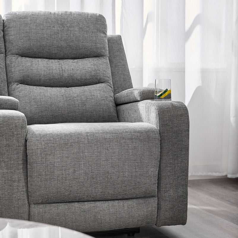 PARKER Canapea 2 locuri cu 2 reclinere electrice, încarcare wireless, consolă depozitare, stofă