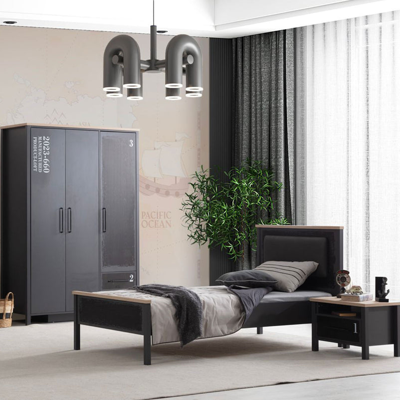 WALLACE Dulap copii, 3 uși și 2 sertare