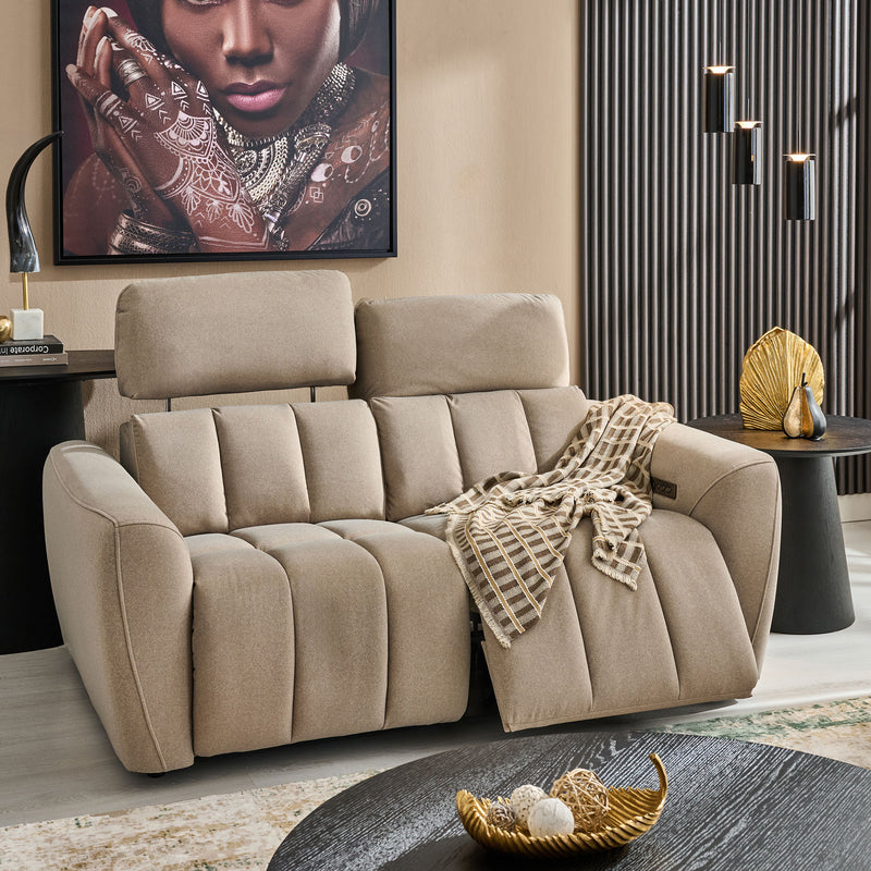 WISNER Canapea 2 locuri, 2 reclinere electrice, mecanism electric tetiere, stofă