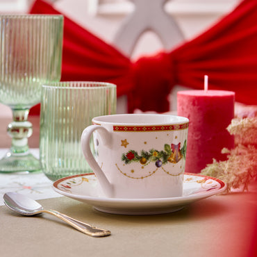 BELLS Set 2 cești și farfurioare, porțelan, 220ml