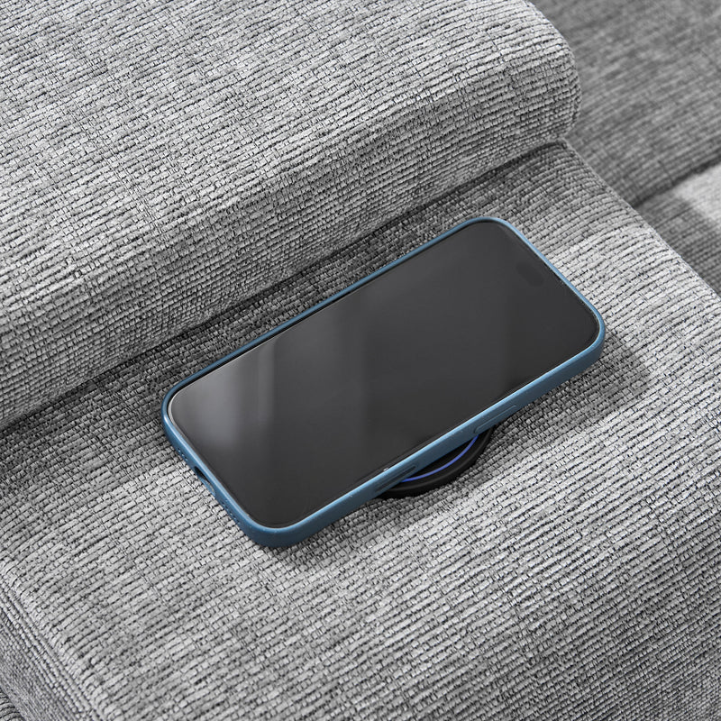 PARKER Canapea 2 locuri cu 2 reclinere electrice, încarcare wireless, consolă depozitare, stofă