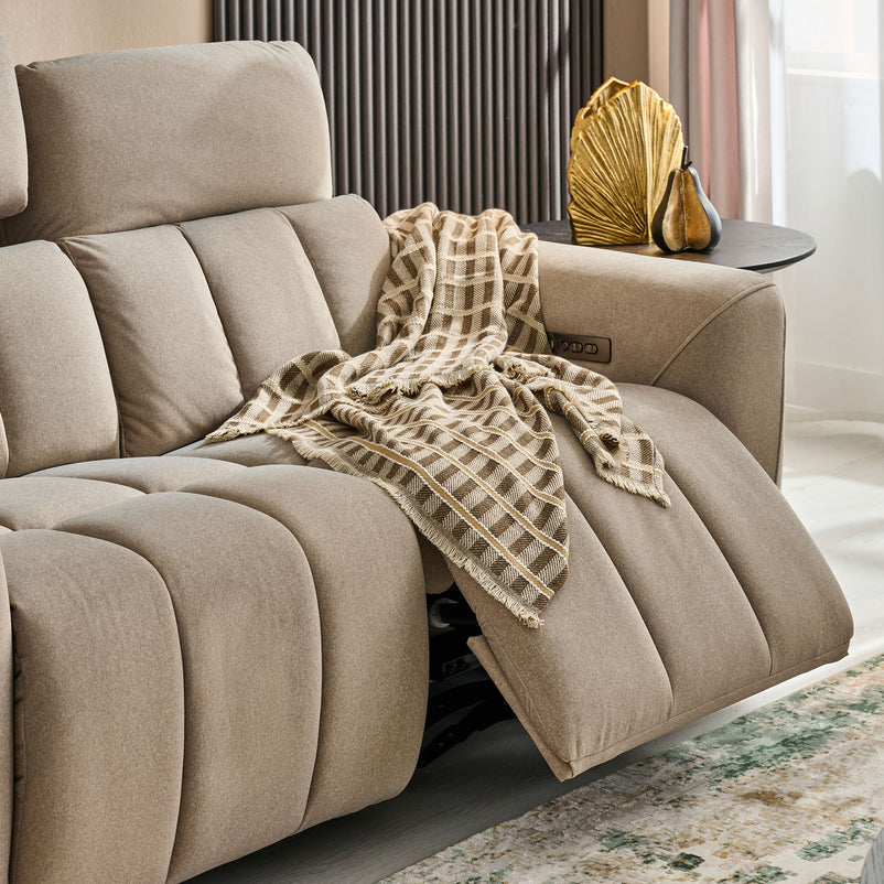 WISNER Canapea 2 locuri, 2 reclinere electrice, mecanism electric tetiere, stofă