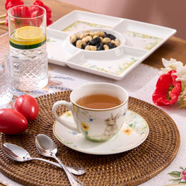 PRIMAVERA Set 4 cești cu farfurioare, porțelan, 220ml