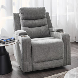 PARKER Fotoliu cu recliner electric și balans, suport pahare, stofă