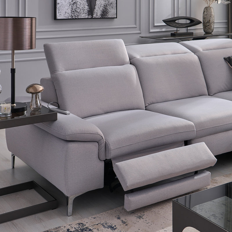 SOUND Colțar șezlong stânga/dreapta, 1 recliner electric și mecanism tetiere, stofă