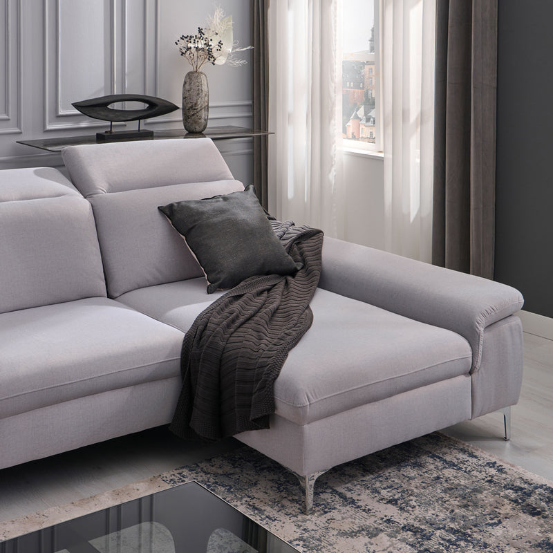 SOUND Colțar șezlong stânga/dreapta, 1 recliner electric și mecanism tetiere, stofă