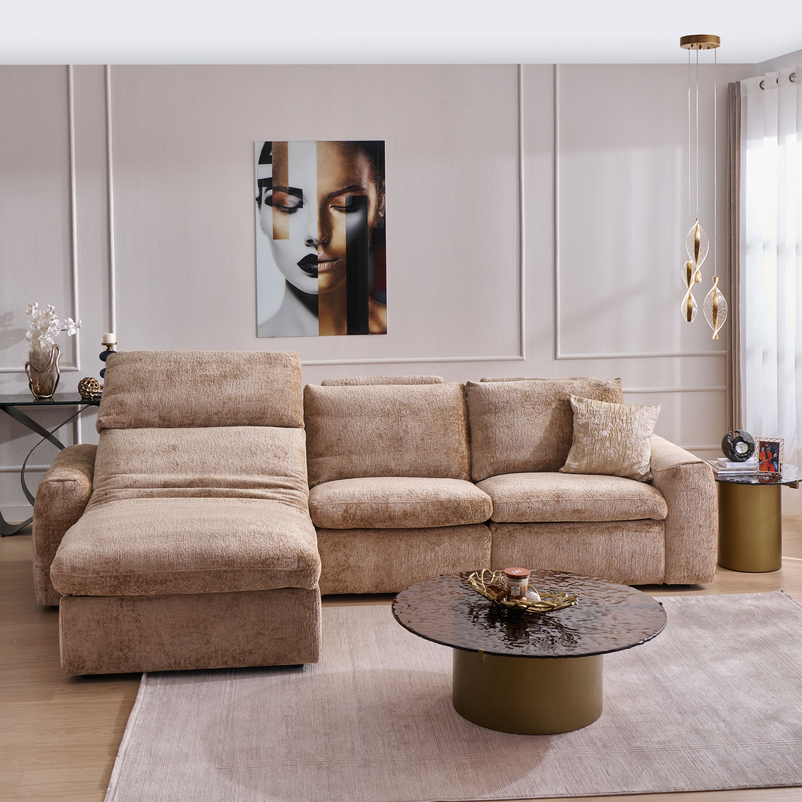 NEW JERSEY Colțar cu șezlong electric stânga/dreapta, 1 recliner electric, mecanism tetieră, USB, stofă