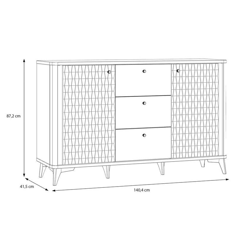 YASEMIN Bufet 2 uși, 3 sertare