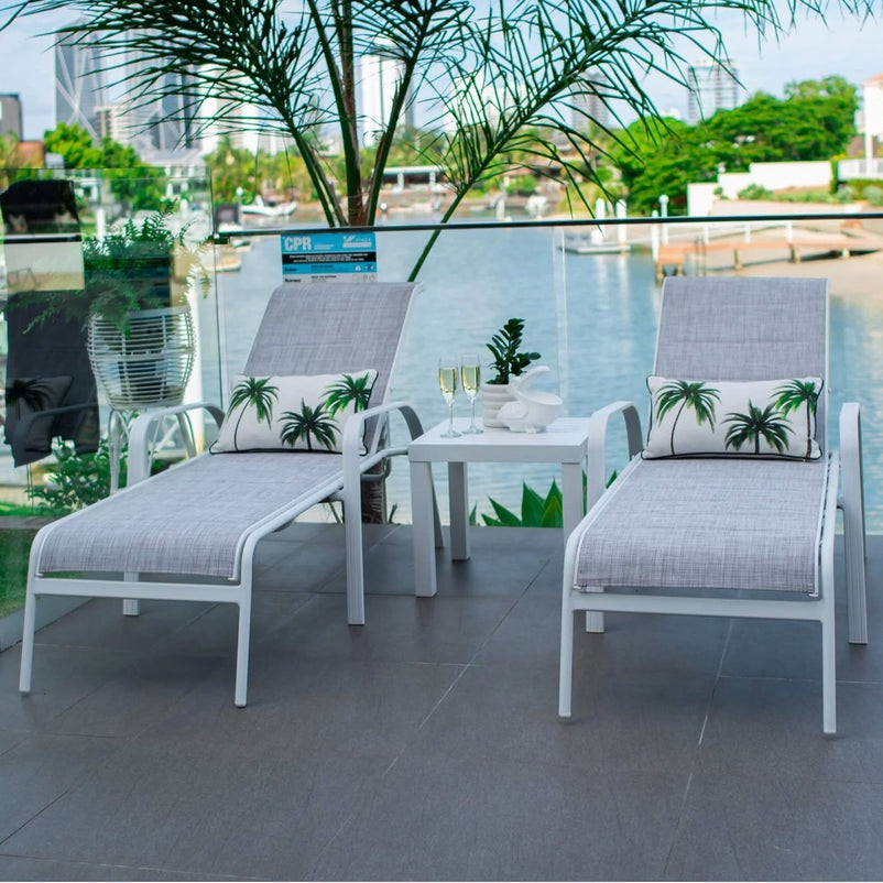 SOPHIA Set mobilier terasă/grădină, 2 șezlonguri și măsuță