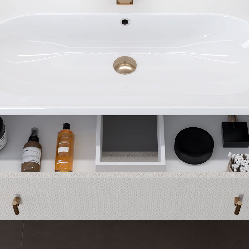 MILAZZO Set mobilier baie, mască lavoar, lavoar, oglindă LED, dulap