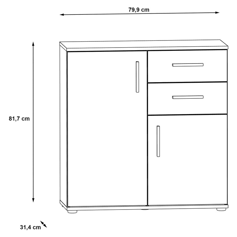 JOICE Comoda 2 uși, 2 sertare