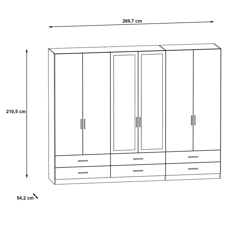 LEDGER Dulap 6 uși, 6 sertare