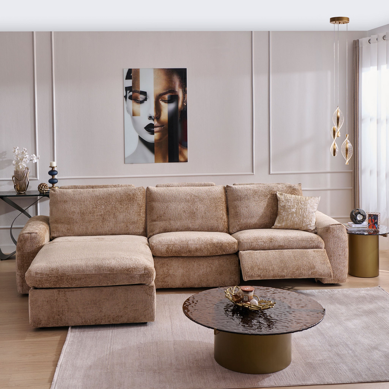 NEW JERSEY Colțar cu șezlong electric stânga/dreapta, 1 recliner electric, mecanism tetieră, USB, stofă