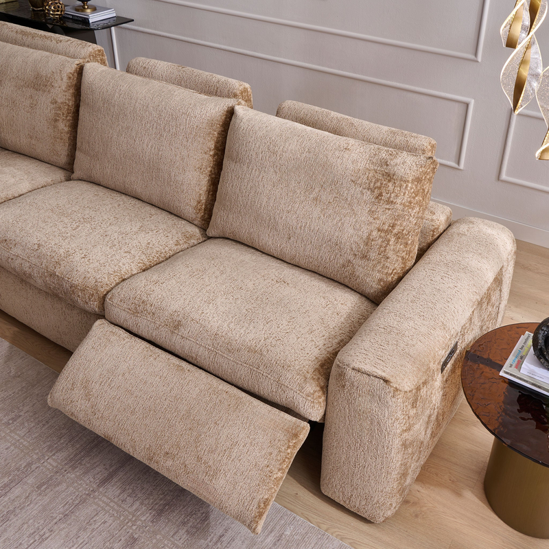 NEW JERSEY Colțar cu șezlong electric stânga/dreapta, 1 recliner electric, mecanism tetieră, USB, stofă