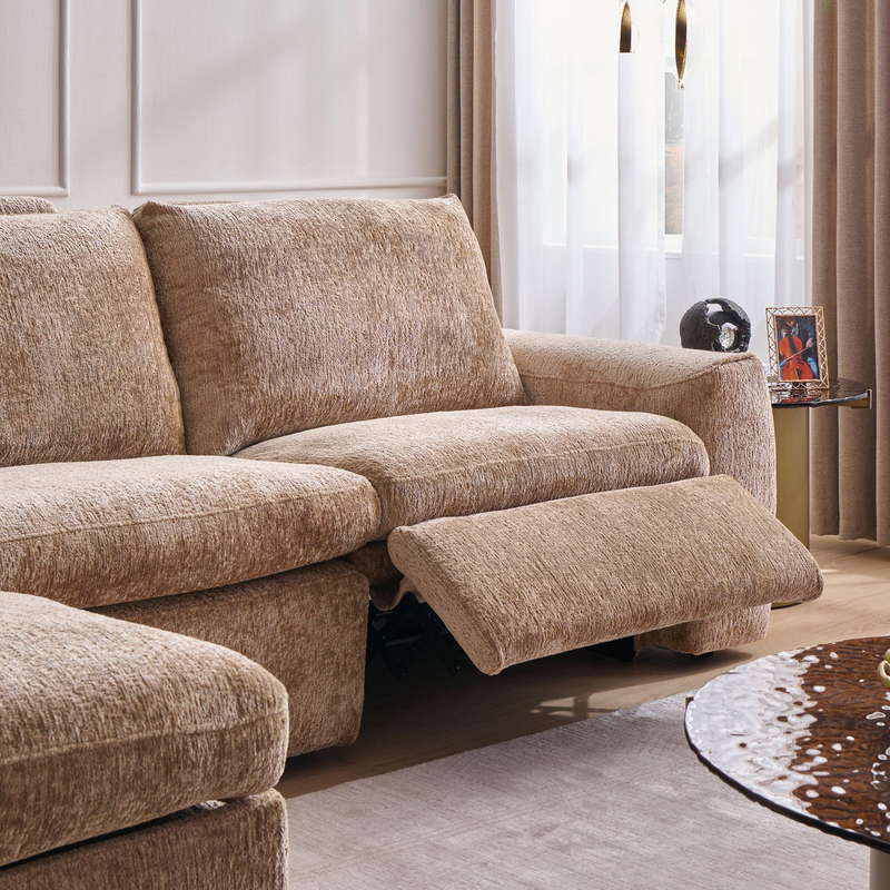 NEW JERSEY Colțar cu șezlong electric stânga/dreapta, 1 recliner electric, mecanism tetieră, USB, stofă