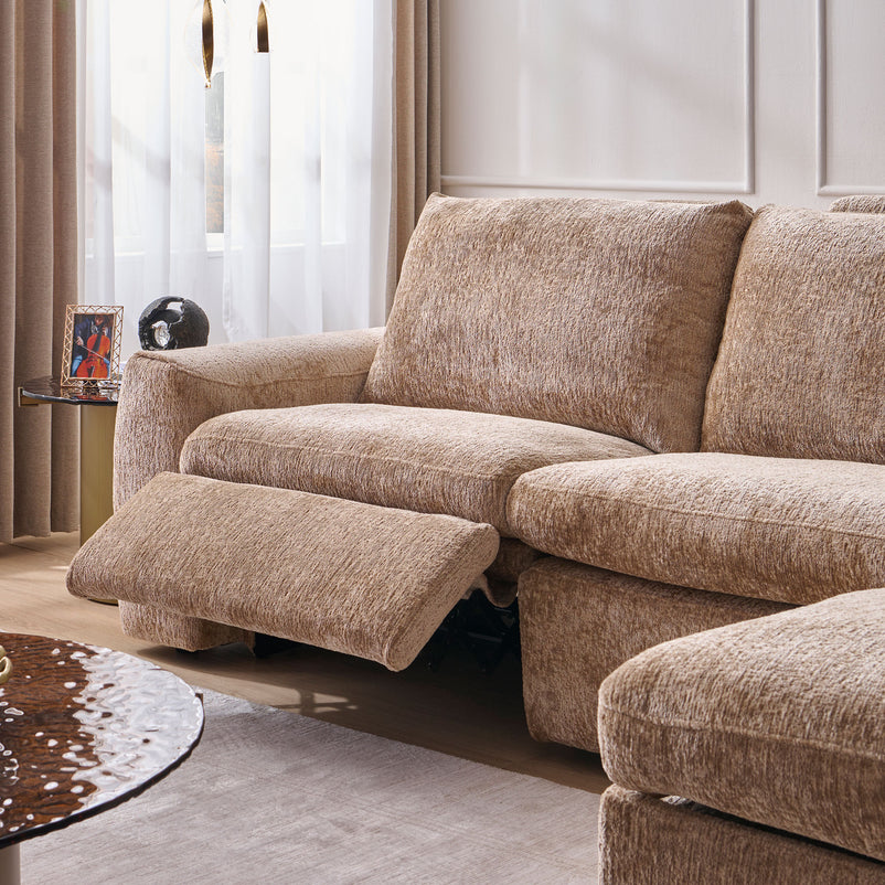 NEW JERSEY Colțar cu șezlong electric stânga/dreapta, 1 recliner electric, mecanism tetieră, USB, stofă
