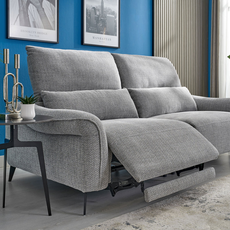 CARVER Canapea 3 locuri, 2 reclinere electrice și mecanism tetiere, stofă