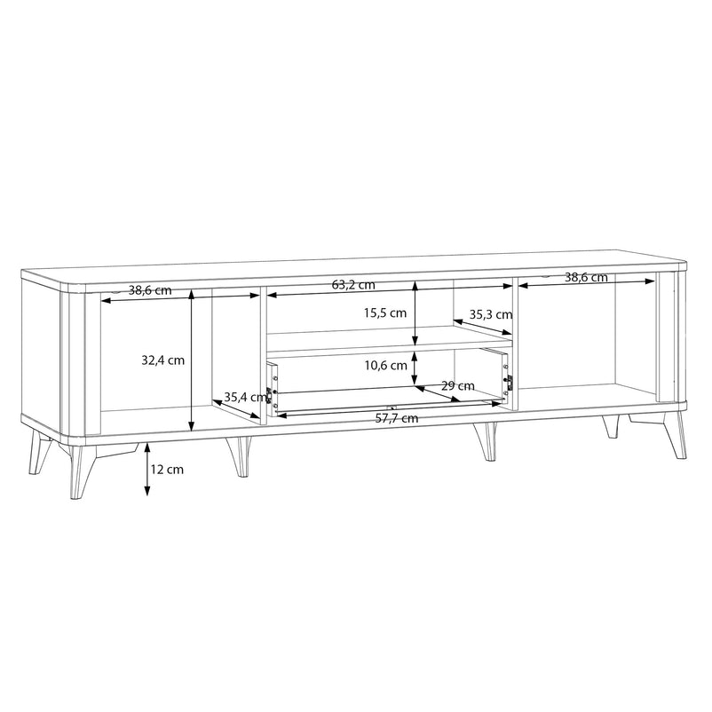 YASEMIN Comodă TV, 1 sertar, 2 uși