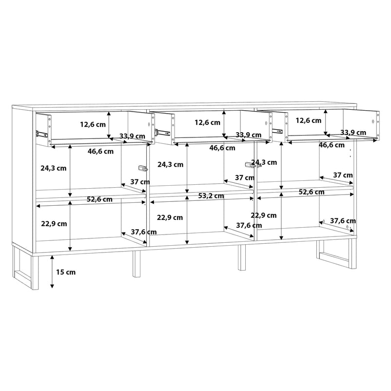 FERGUSON Bufet 3 uși, 3 sertare