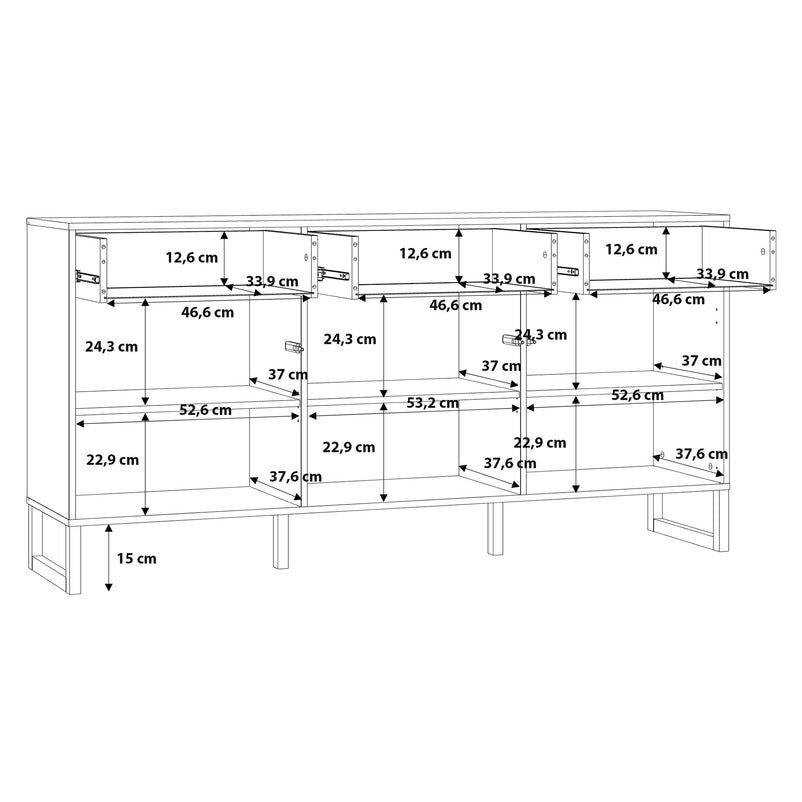 FERGUSON Bufet 3 uși, 3 sertare