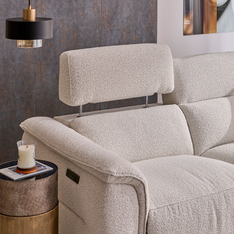 ADDISON Colțar, 2 reclinerele electrice, lampă, încărcare USB, stofă