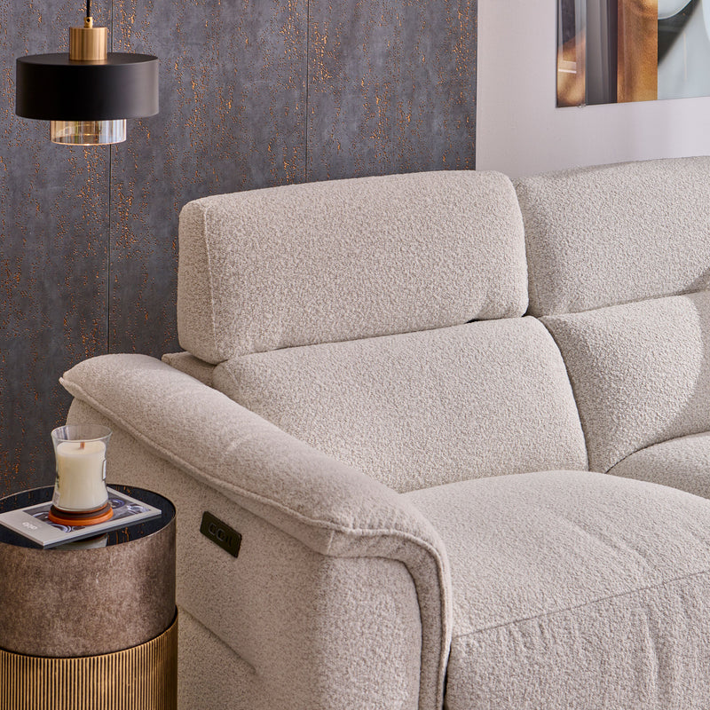 ADDISON Colțar, 2 reclinerele electrice, lampă, încărcare USB, stofă