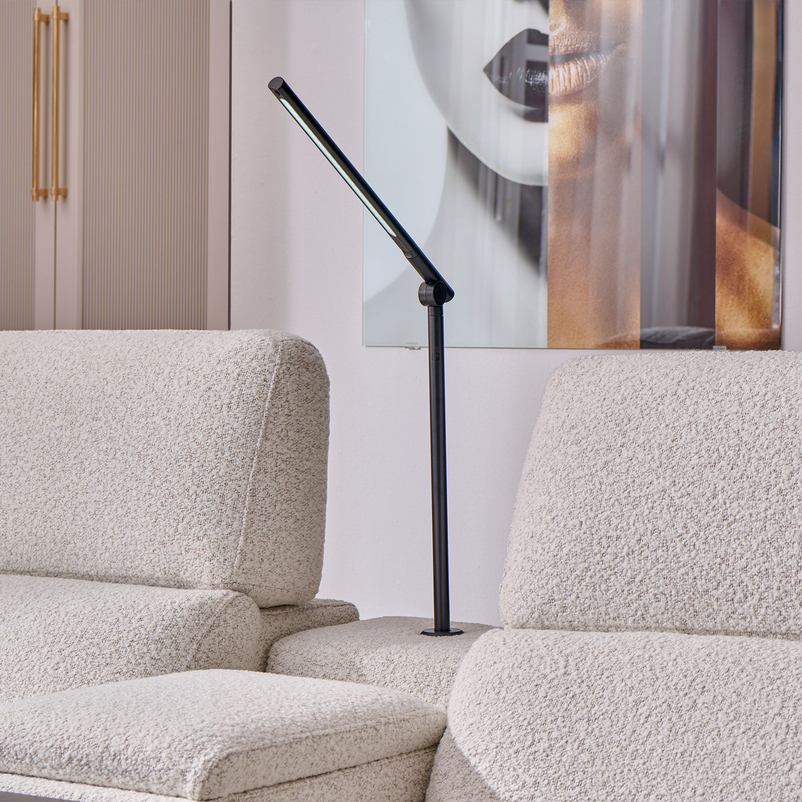 ADDISON Colțar, 2 reclinerele electrice, lampă, încărcare WIRELES și USB, stofă