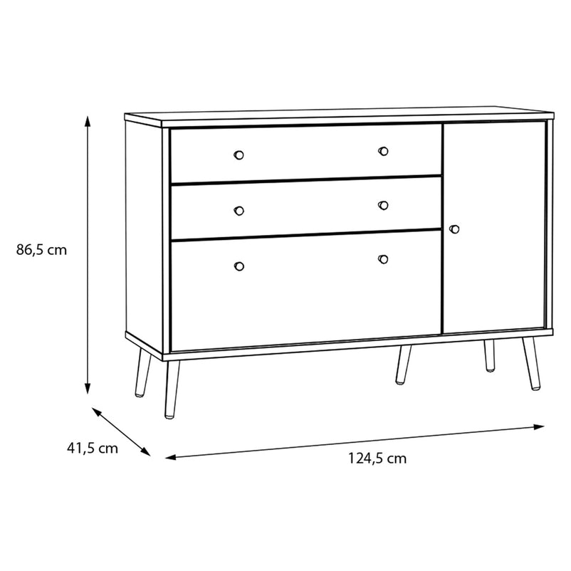 EASYKLIX Comodă 1 ușă, 3 sertare