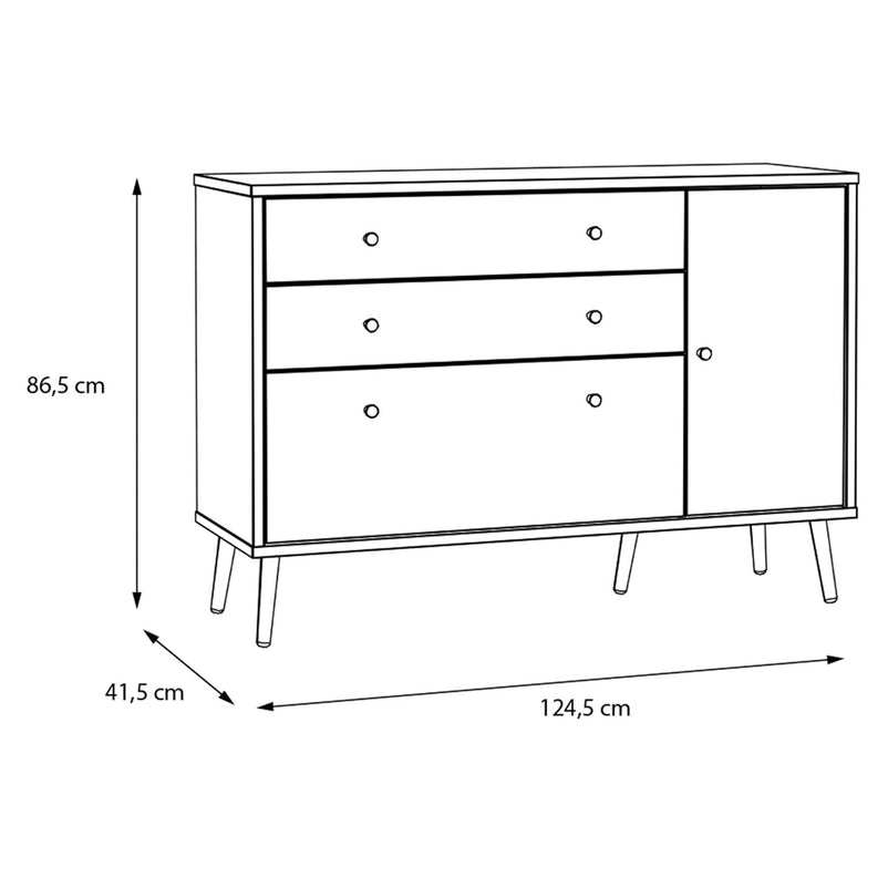 EASYKLIX Comodă 1 ușă, 3 sertare