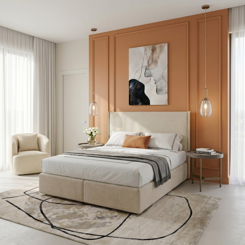 CARLINI Pat tapițat boxspring, 160x200cm, saltea inclusă