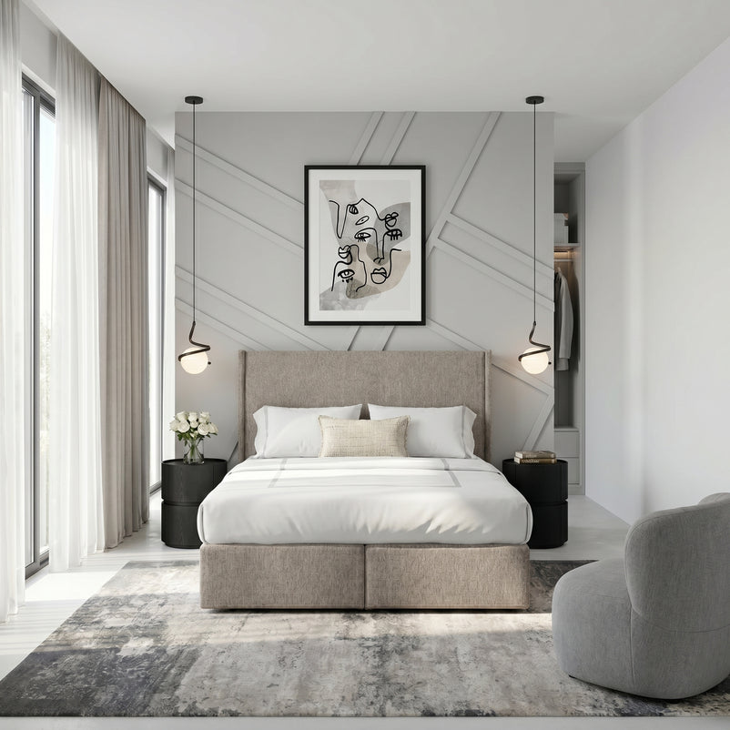 CARLINI Pat tapițat boxspring, 160x200cm, saltea inclusă