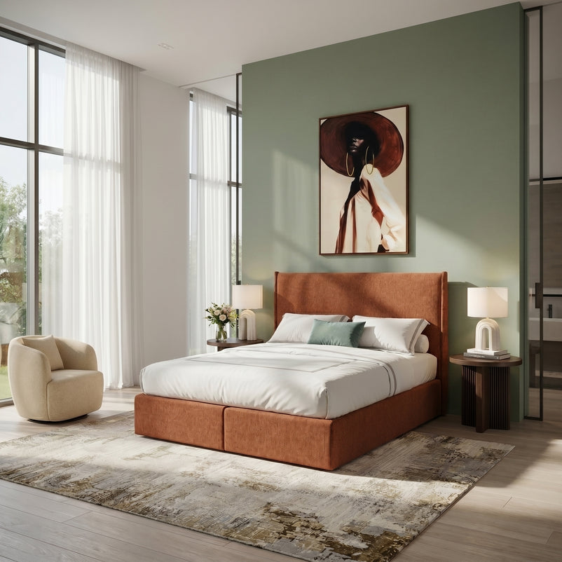 CARLINI Pat tapițat boxspring, 160x200cm, saltea inclusă